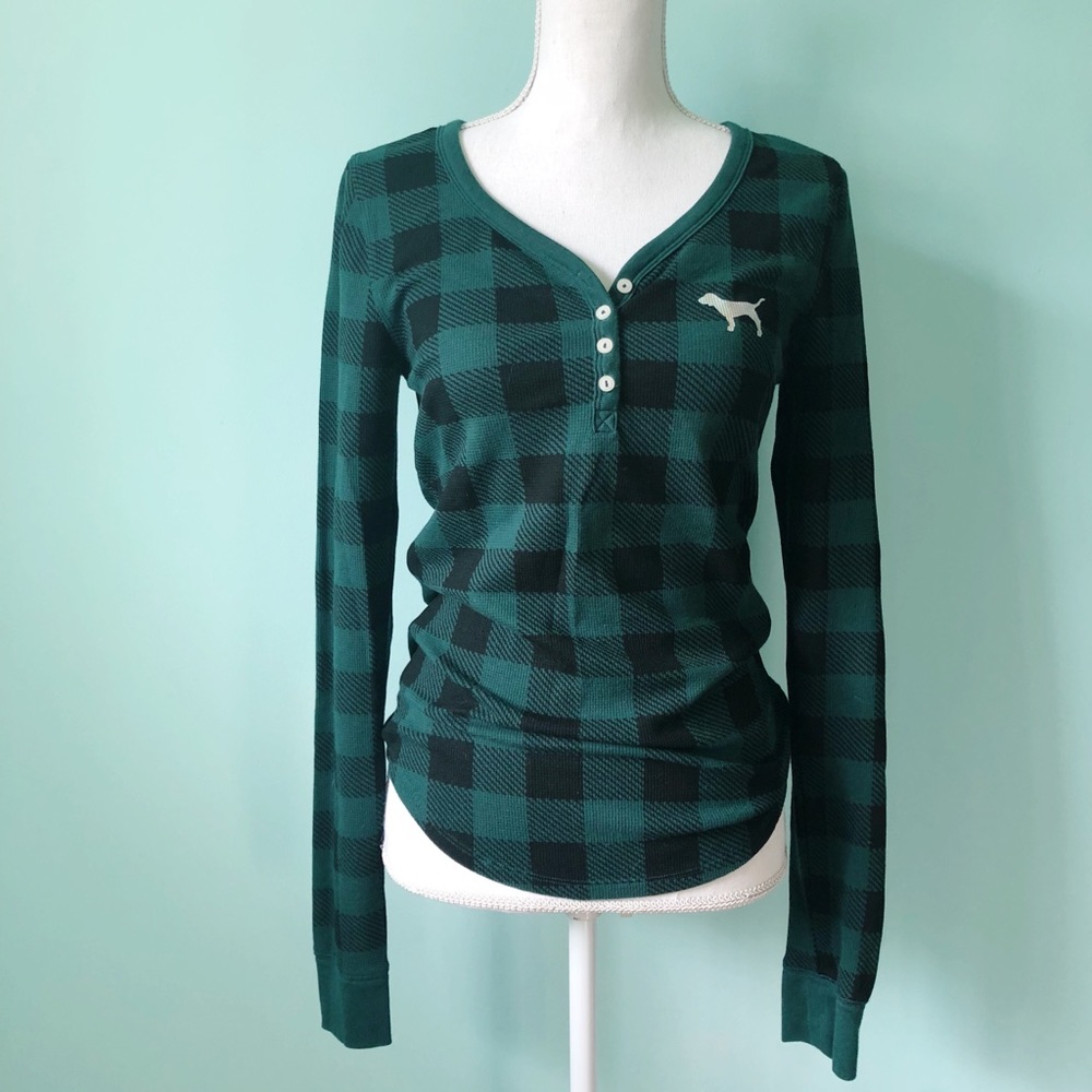 Victoria’s Secret PINK Black & Green Sleep Shirt L
